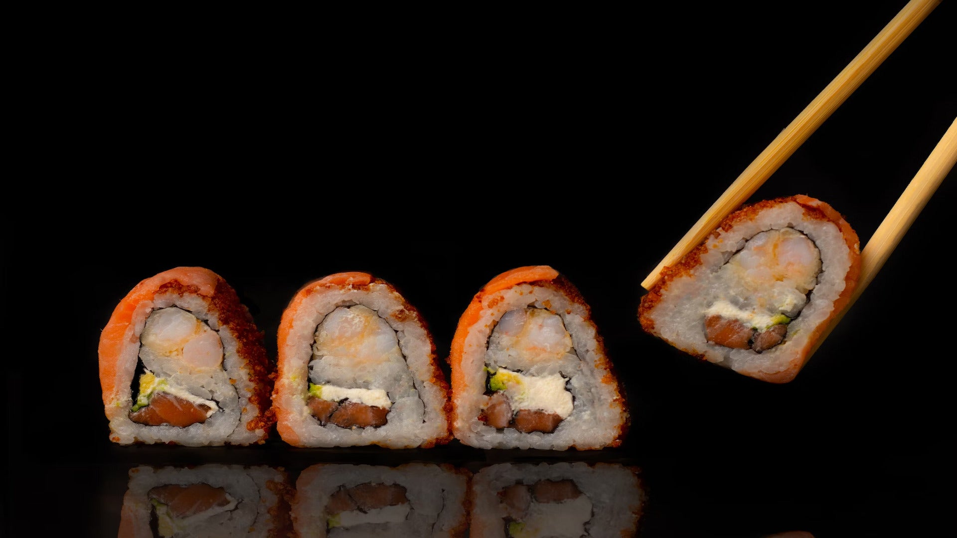 four slices of sushi