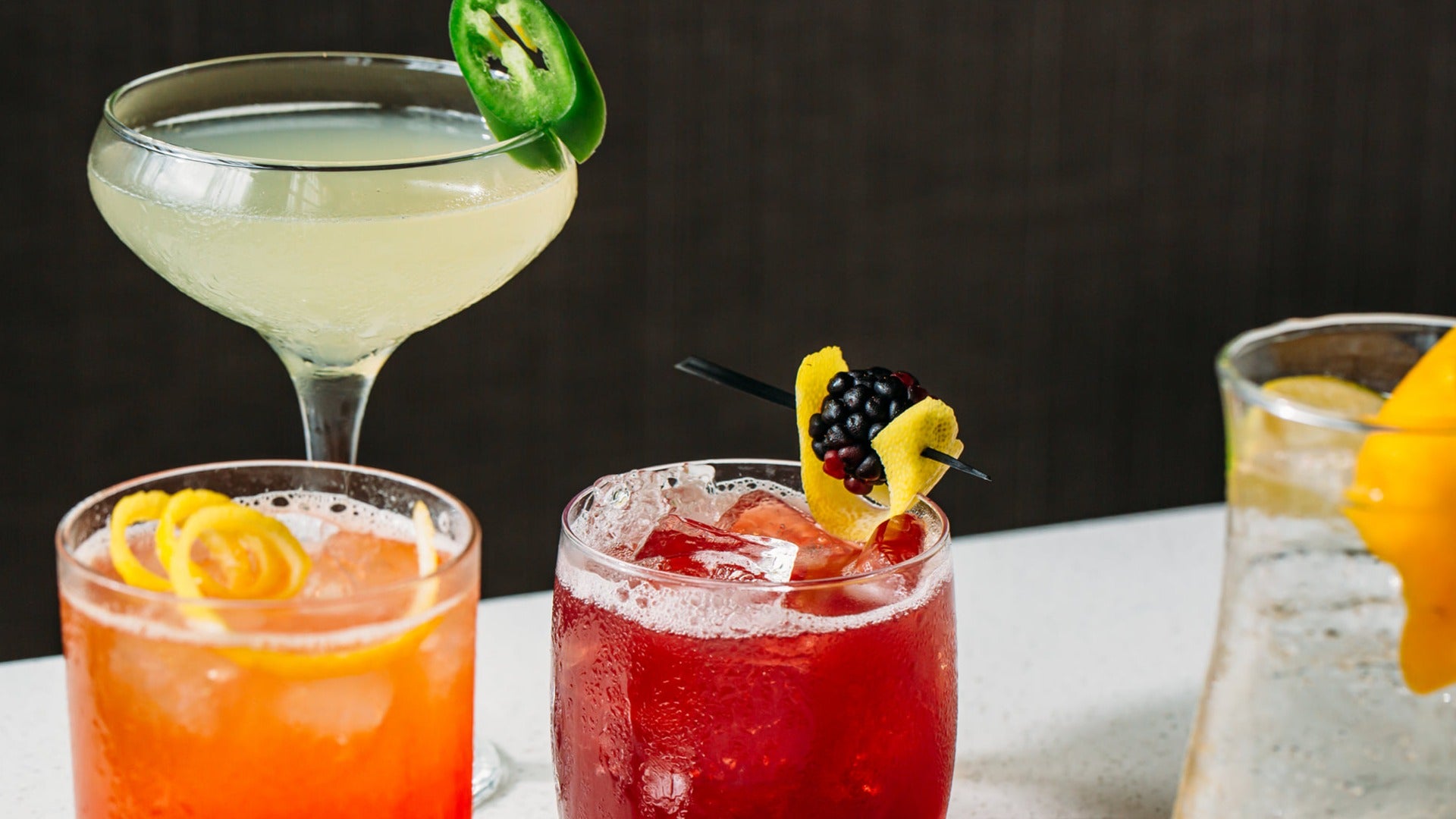variety of cocktail drinks