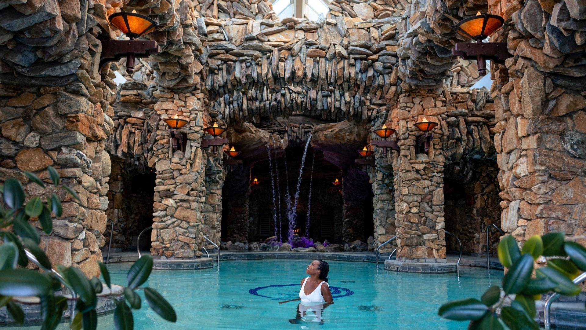 girl in a pool spa