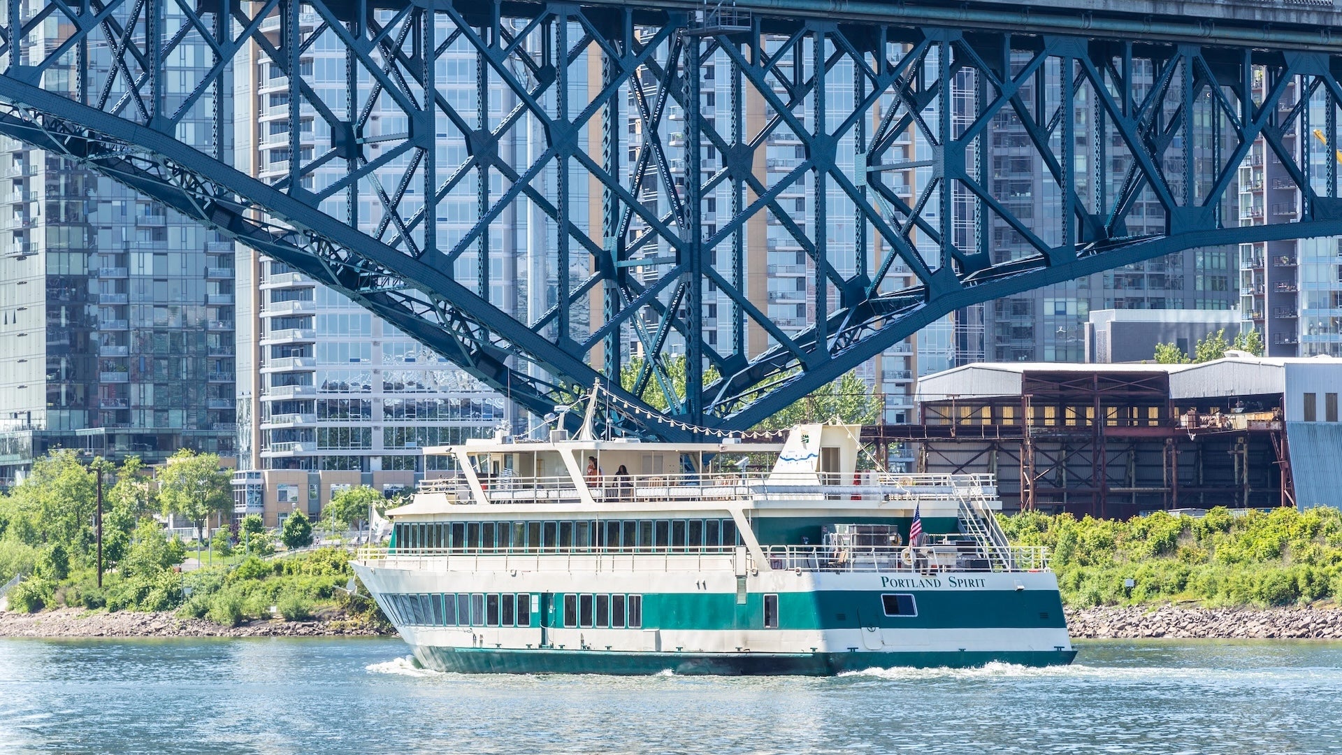 a boat sailing within the city