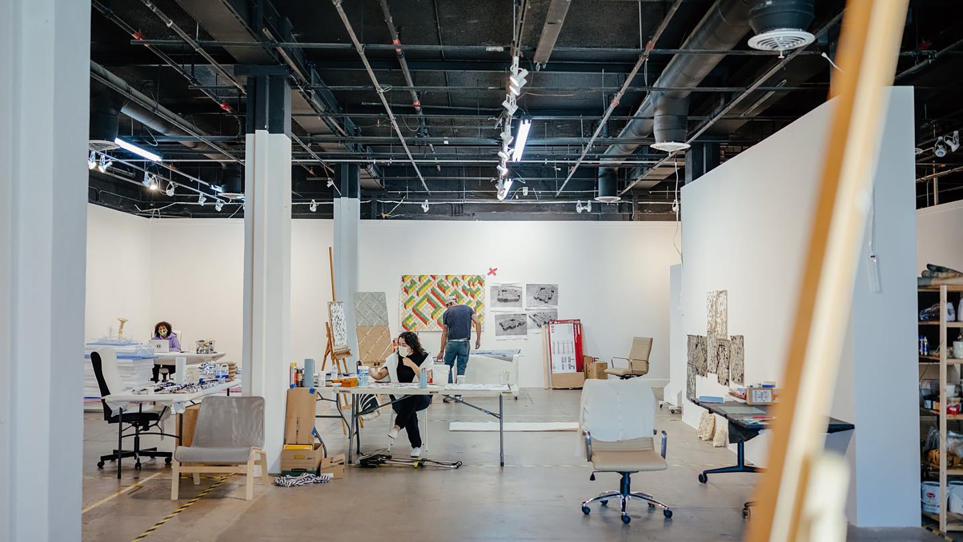 people in an art gallery