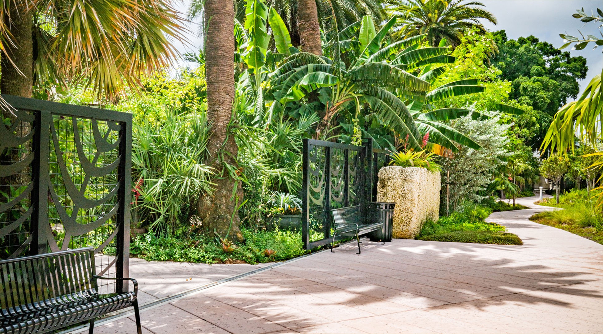 garden with pathways and gates