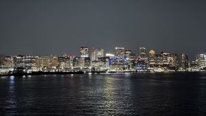 Boston downtown skyline at night