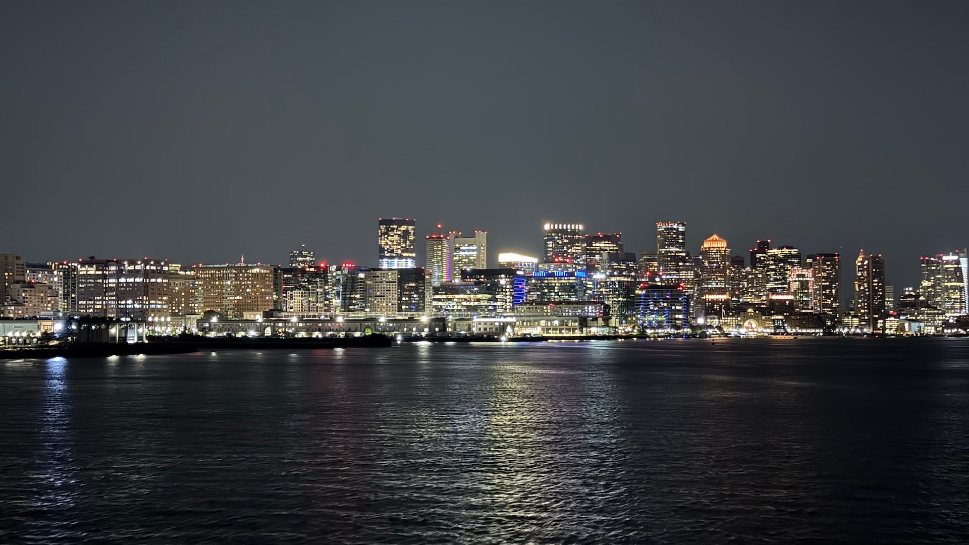 Boston downtown skyline at night