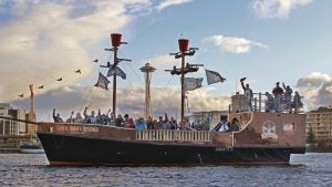 boat passengers waving
