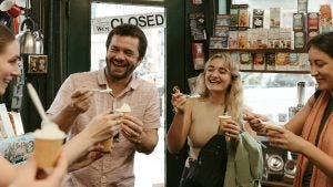 people enjoying a food tasting tour