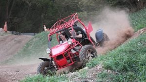 an ATV ride just went down the a hill