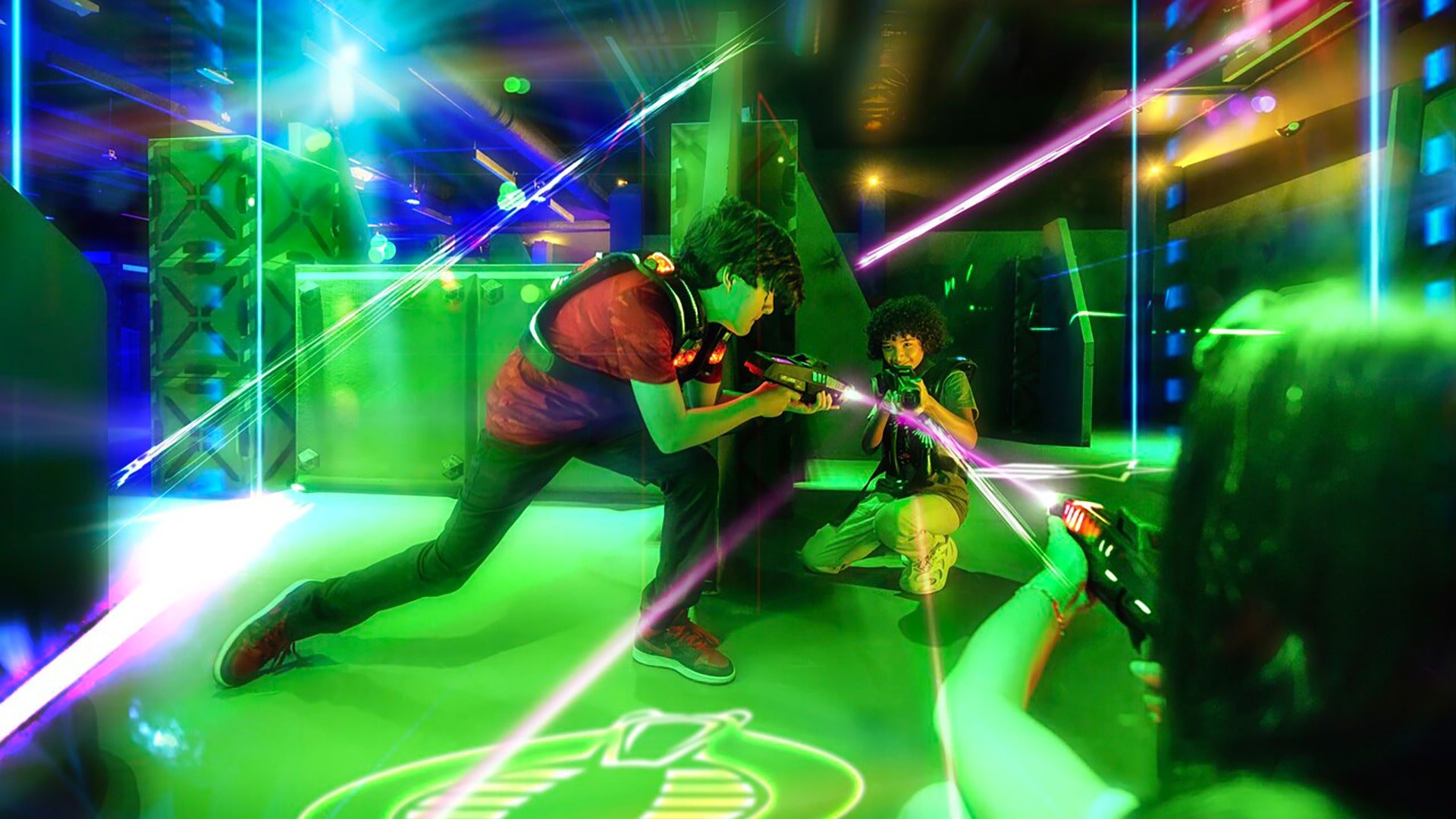 children playing laser tag