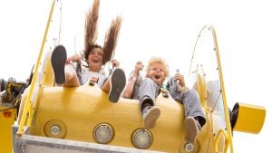 children on a roller coaster