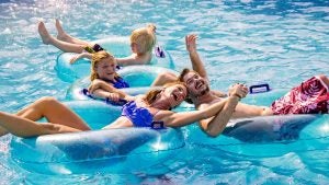 people in the people using floaties