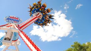 people on an amusement park ride