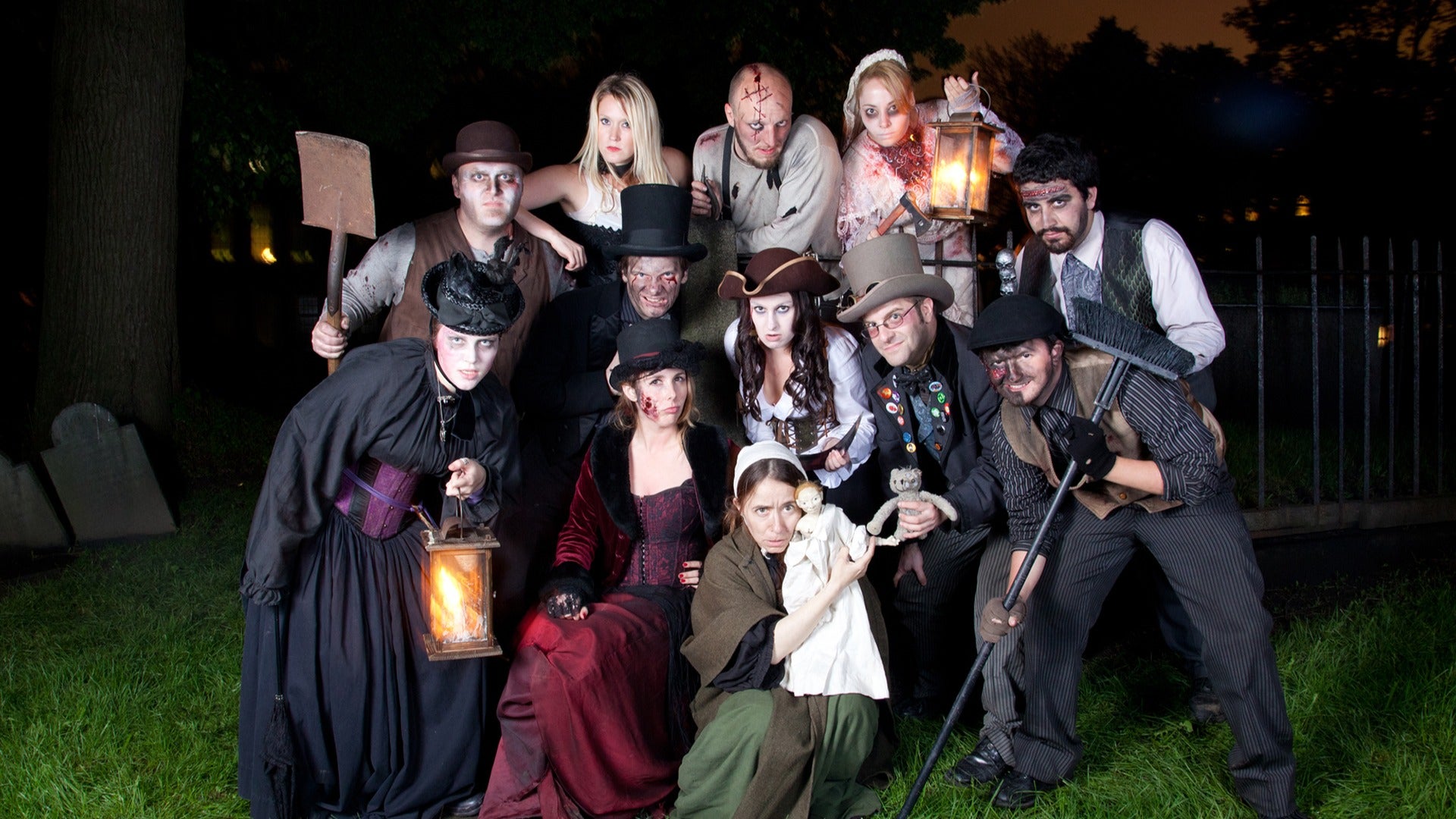 group of people in scary costumes