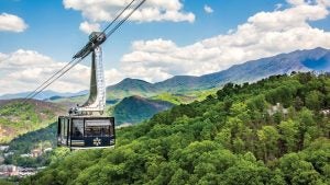 aerial tramway passing above a mountain