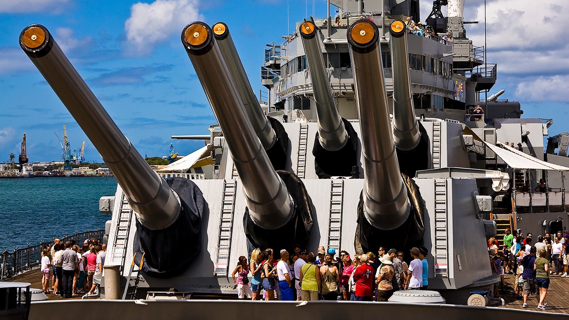 people aboard a battleship