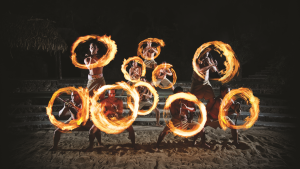 fire dance on the beach