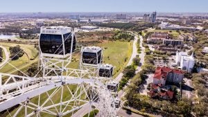 ferris wheel with a view of the city below