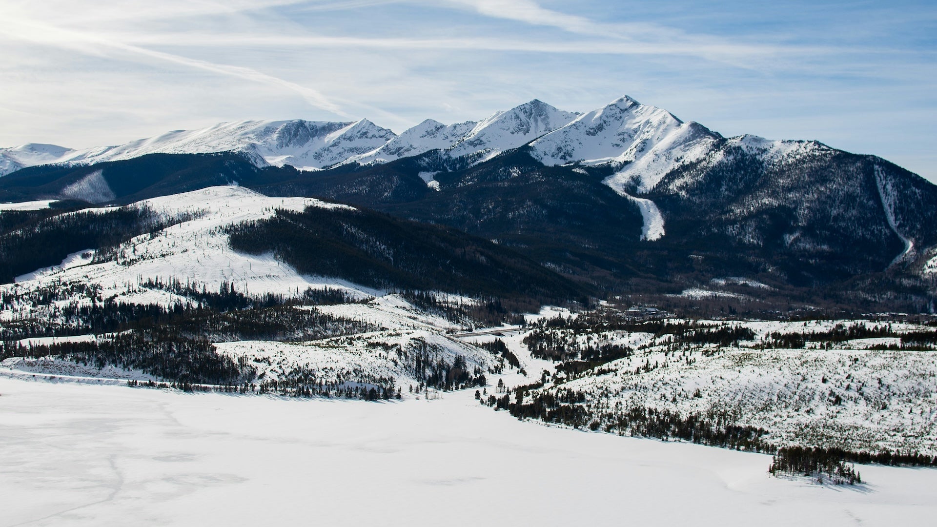 Snow caped mountain peaks near Breckenridge, Colorado