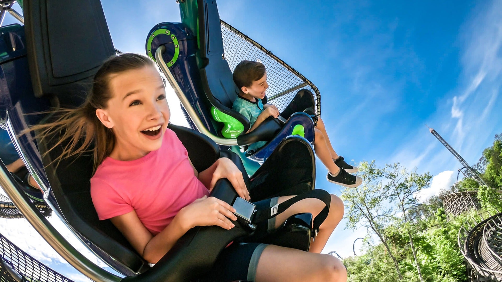 two kids on a roller coaster