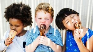 kids eating chocolate ice cream