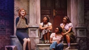 stage actors on scene in costumes