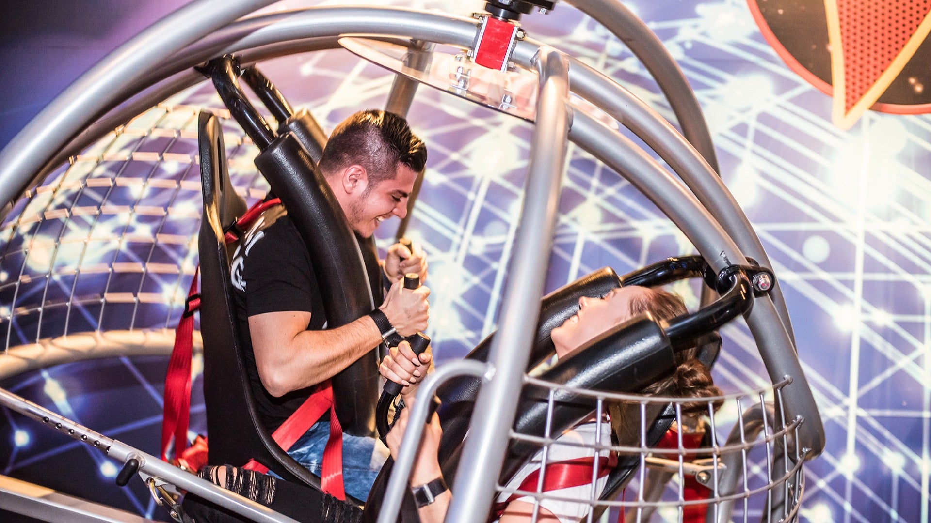 a couple in an interactive museum