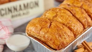 cinnamon bread freshly baked in a pan