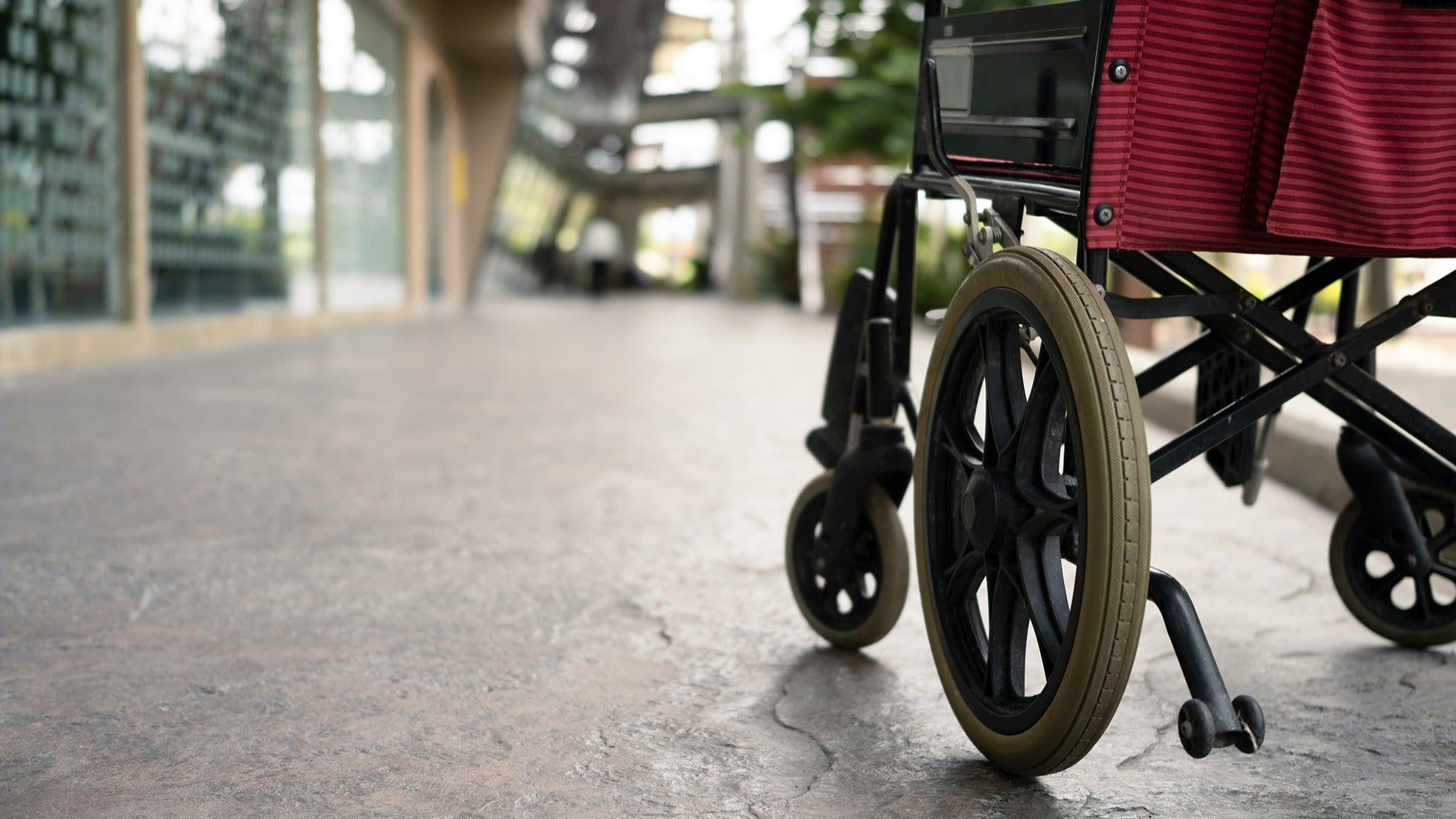 a wheelchair on the sidewalk