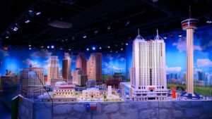 miniature city made out of lego bricks on display at Legoland Miniland in Legoland San Antonio, Texas, USA