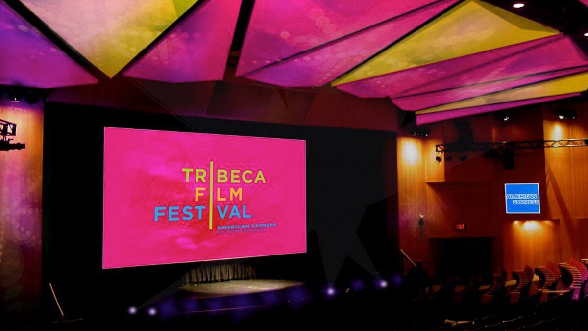 theatre showing Tribeca Film Festival logo on screen