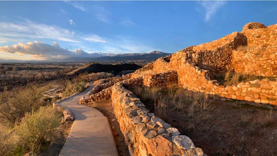 limestone and sandstone ridge structure called Tuzigoot National Monument in Arizona, USA
