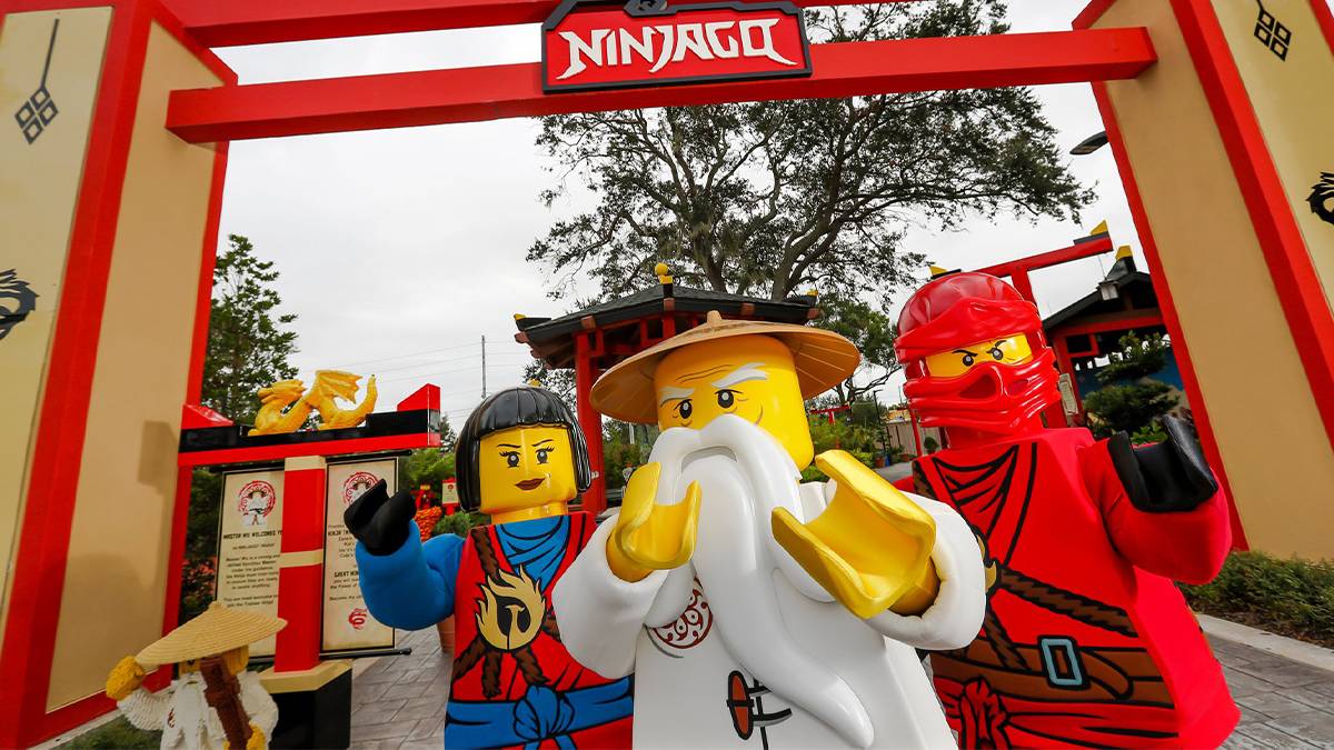 Three LEGO NINJAGO characters at LEGOLAND Florida for NINJAGO Days in Orlando, Florida USA