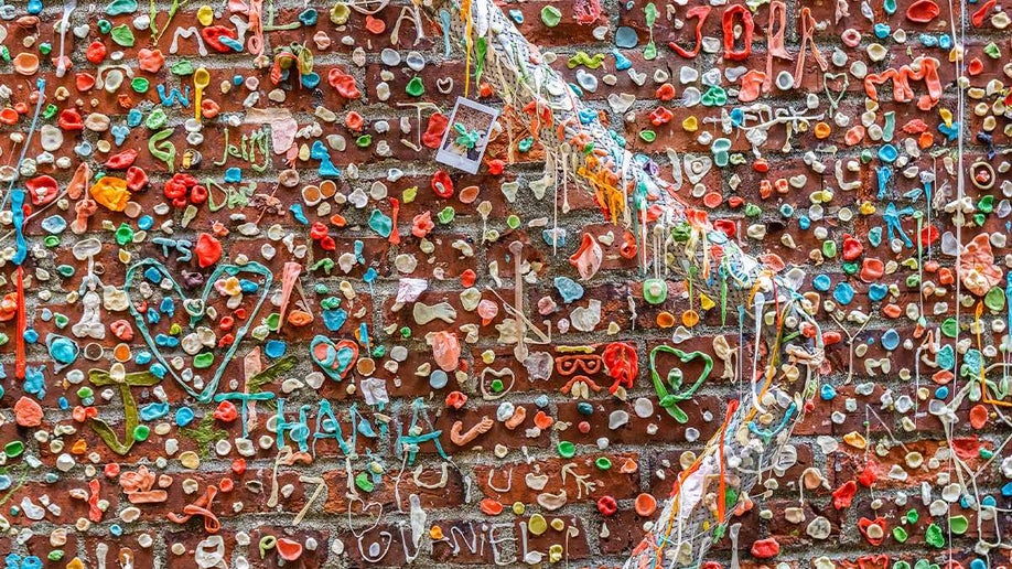 Close up of the Great Gum Wall near Pikes Place in Seattle, Washington, USA